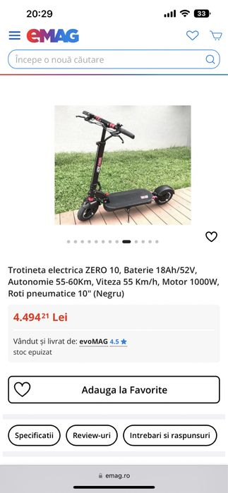 Trotineta Electrica Zero 10 1000W