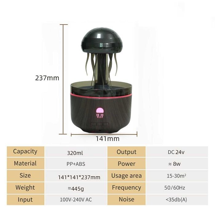 Difuzor Umidificator Aromaterapie Meduză 320 ml cu lumini LED 7 culori