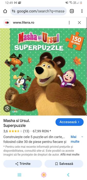 2 carti puzzle Masa si Ursul