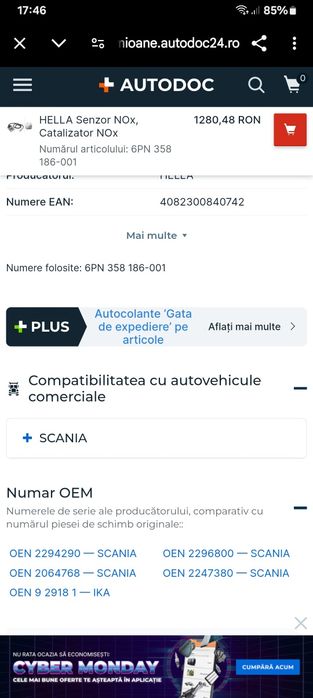 Senzor catalizator NOx HELLA