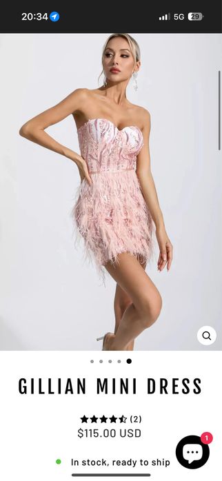 Дамска рокля с естествени пера