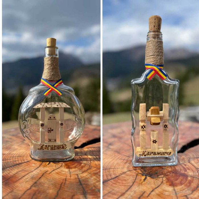 Sticle artizanale tuica/palinca personalizate cu nume – lemn de dud, cadou tradițional