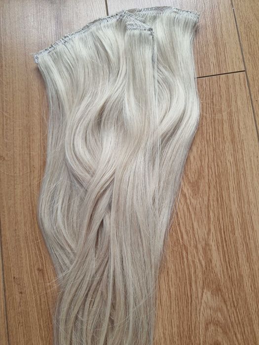 100% естествена виетнамска коса платинено руса, 60 см