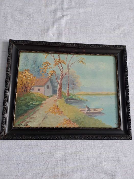 tablou pictura veche semnat 42/33 cm