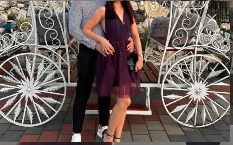 Rochie violet cordon reglabil