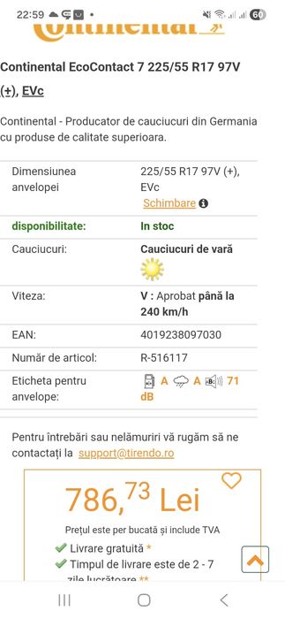 Cauciucuri Set 4 Anvelope Continental  225 55 17