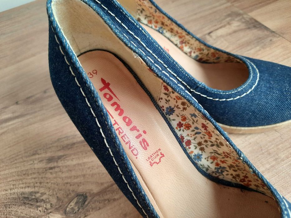 Обувки Tamaris дънкови с кожена стелка 39 номер