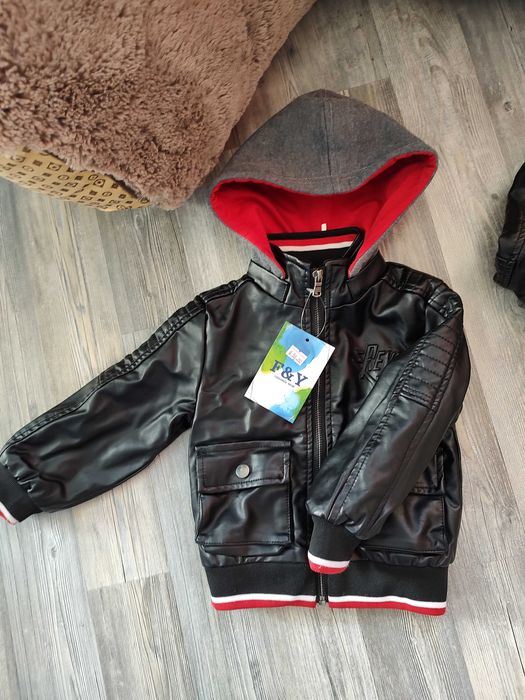 Намалено от 58 лв-Яке кожено дебело за зимата с каракул и Син елек