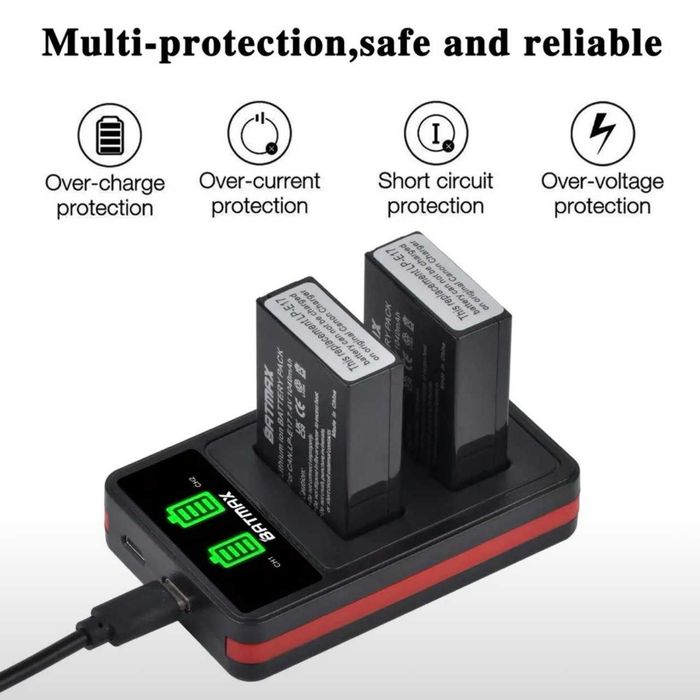 Аккумулятор для Canon LP-E17 Batmax (2 dona zaryadchik bilan)