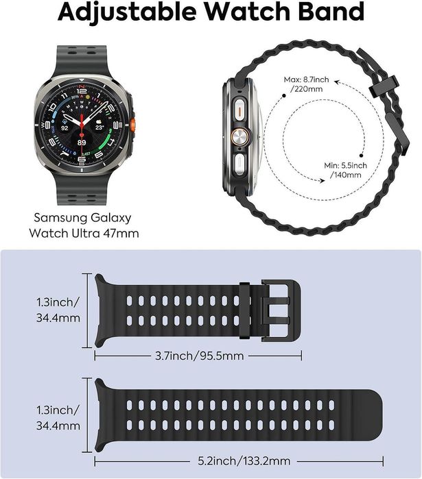 Силиконова Каишка за Samsung Galaxy Watch Ultra - Черен цвят