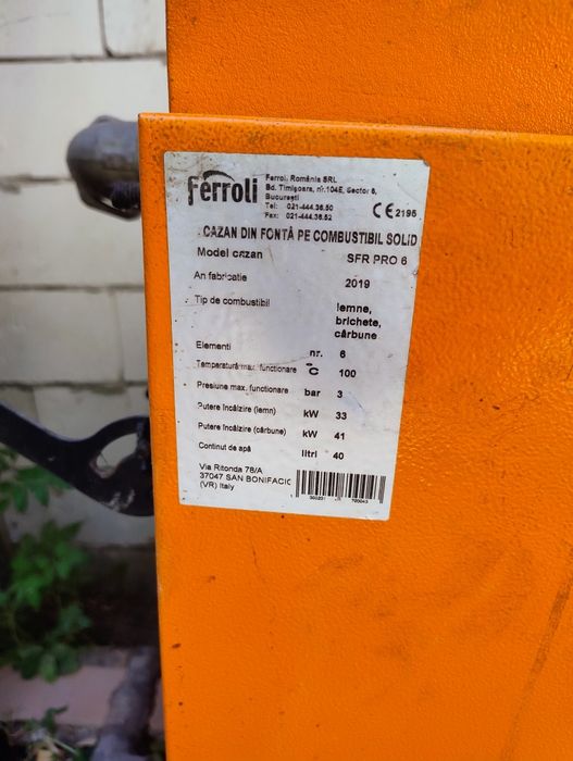 Centrală Ferroli  pe lemn ai cărbune