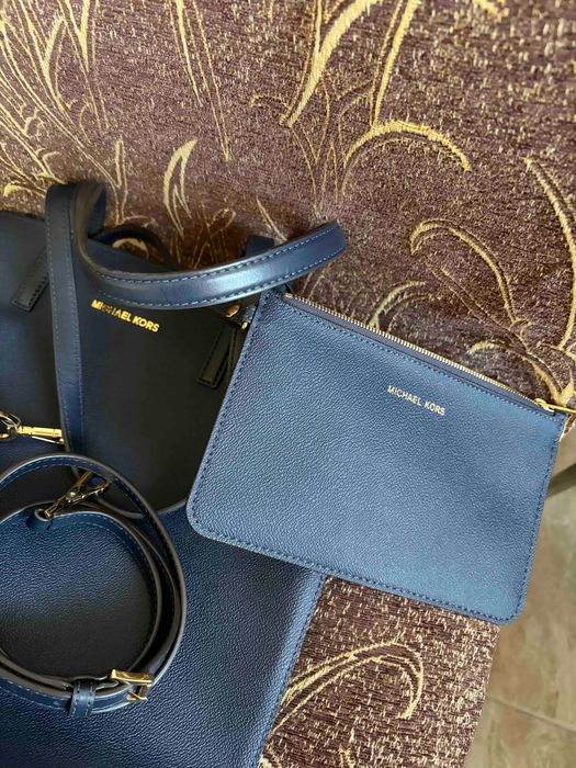 Geanta tote, Michael Kors, Piele naturala, Albastru inchis