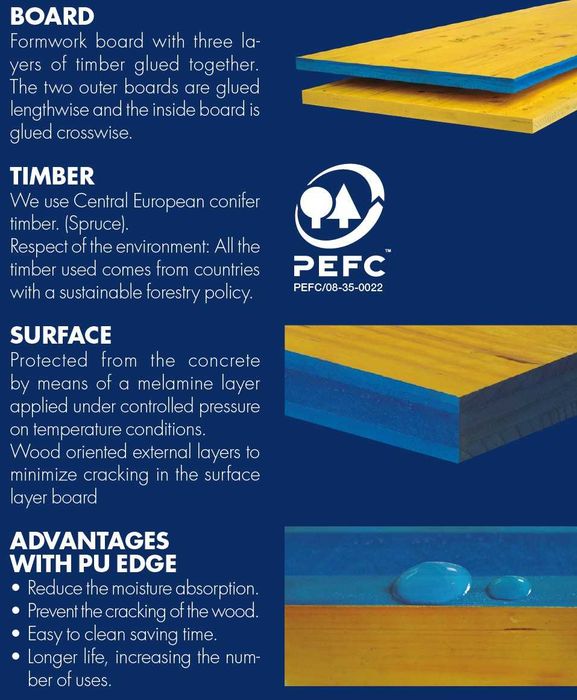 Foaie cofranta / Panou cofrare / Placa galbena / Placa Doka/Panou Doka