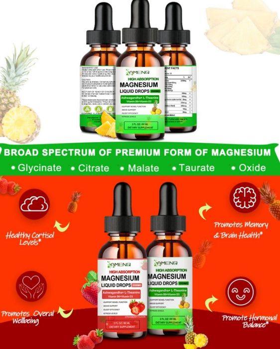 Magnesium oxide, glycinate,malate, ashvaganda,магний,magniy,60 ml,2027