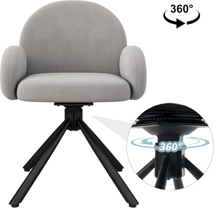 NOU Fotoliu rotativ, catifea gri