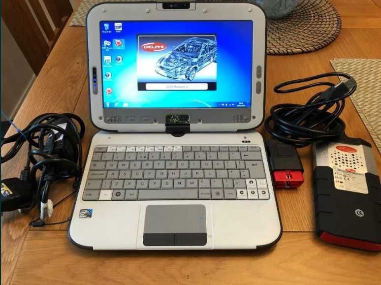 Kit diagnoza auto 12/24V obd2 led bluetooth+laptop full activat, tester auto pentru turisme si camioane in limba romana, totul instalat si activat