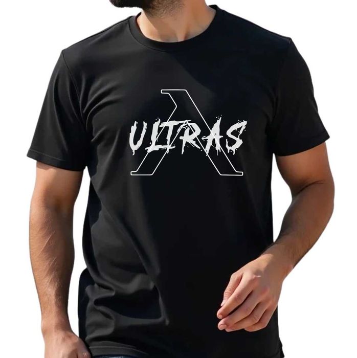 Мъжка тениска Ултрас Левски София Ultras Levski с къс ръкав черна размери от С до 5ХЛ
