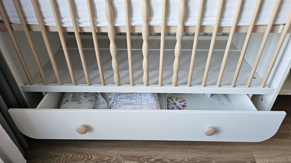 Vand Patut Ikea Myllra + saltea de cocos + protectie saltea + lenjerii pat + plapumita Ikea