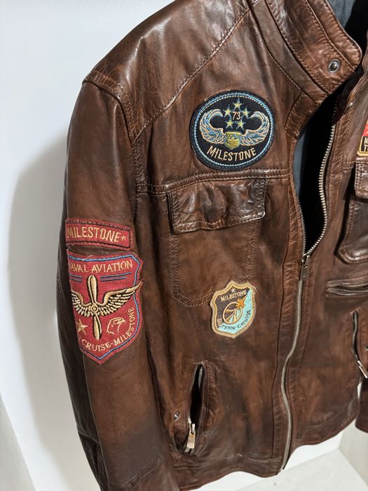 Geacă piele naturală Milestone stil Top Gun pilot, mărimea M