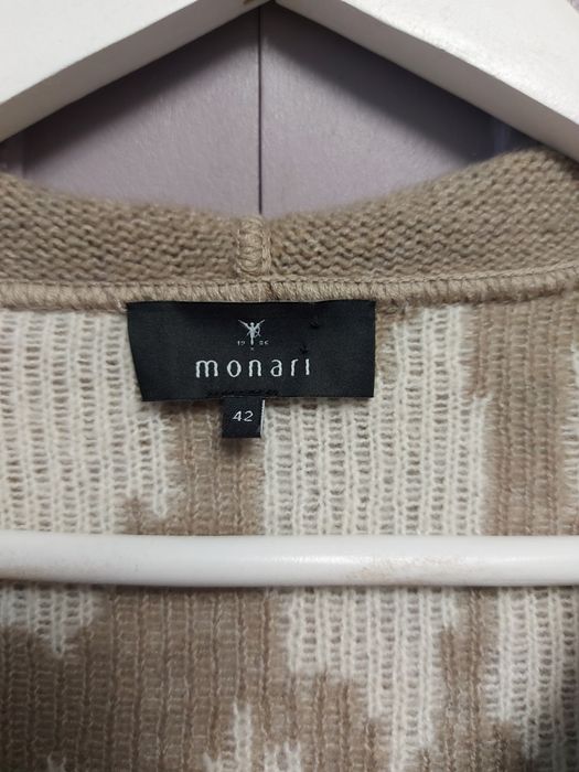 Cardigan/jachetă Monari, tricotată, cu gluga, mărimea XL, animal print