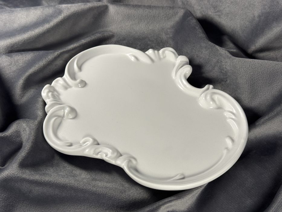 Tăviță decorativă ceramică alb design elegant baroque modern