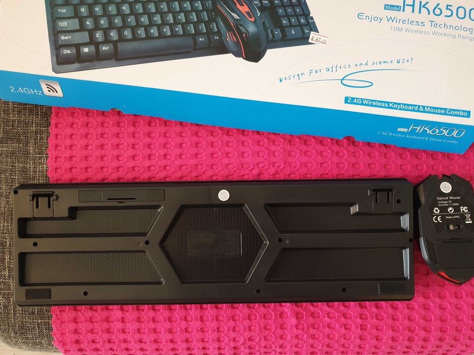 Намалена от 47 лв Безжична клавиатура + мишка HK6500 за компютър НОВА