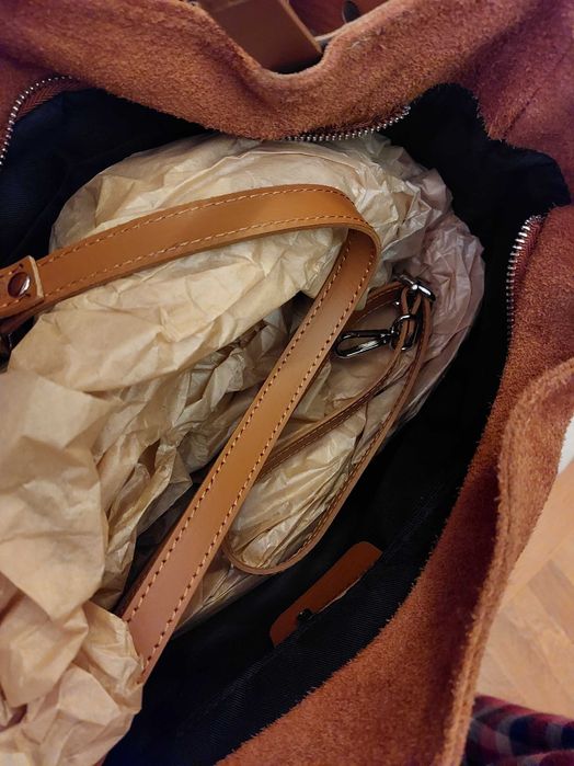 geanta mare piele si piele intoarsa Francesca Moretti noua, redusa