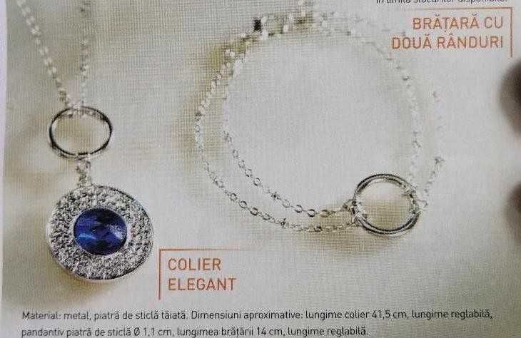Colier elegant si bratara cu 2 randuri, Blue Stone