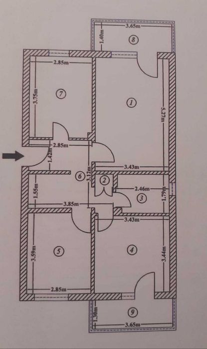 Apartament 3 camere, decomandat, 74 mp, Berca