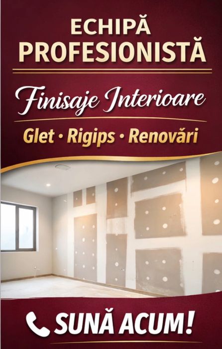 Echipă construcții | Glet, tencuială, finisaje interioare | Rapid și calitativ