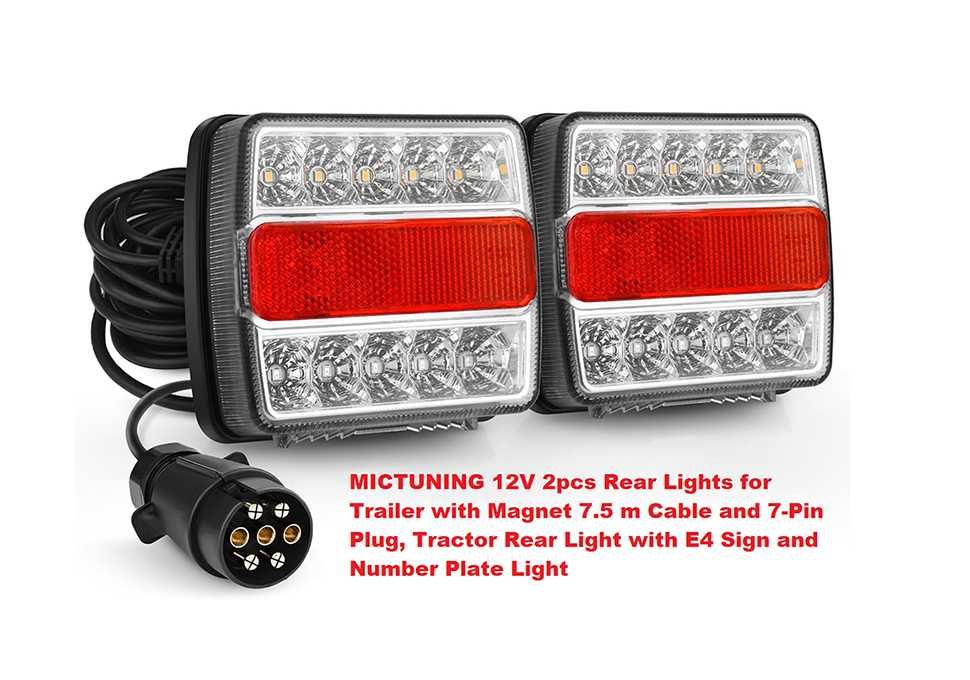 LED стопове за ремаркета и колесари, 12 V, пет функции, с магнит