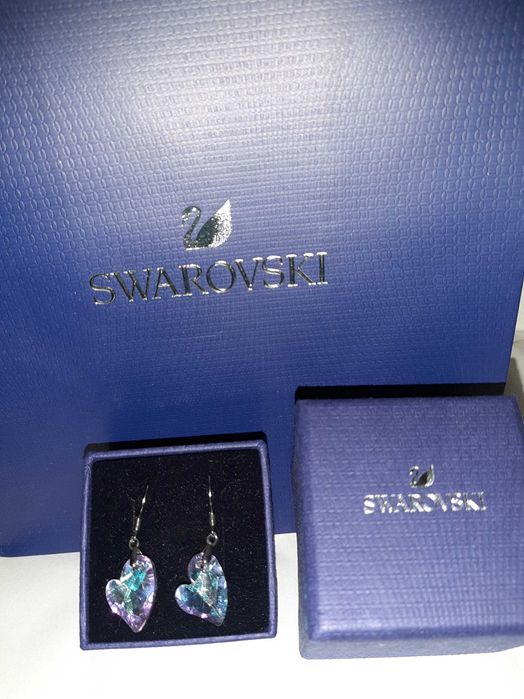SEt cercei din argint 925 inimioara punguta si cutie cadou Swarovski