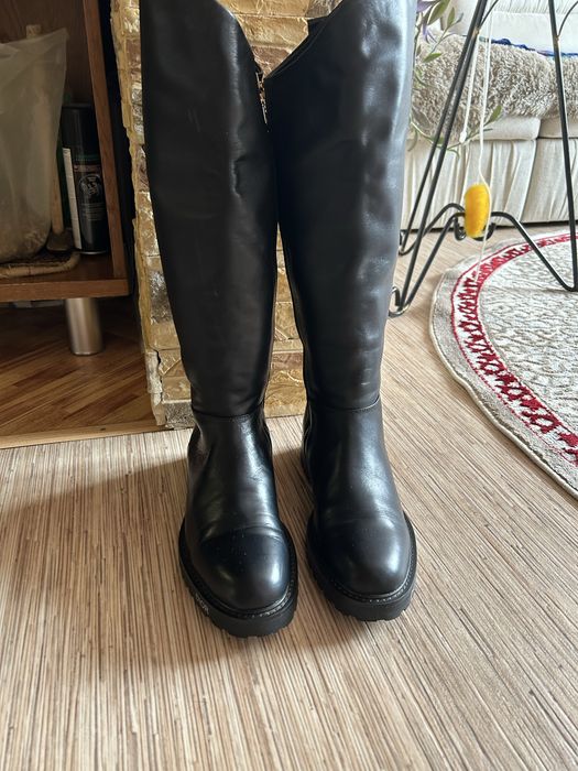 Сапоги ботфорты кожаные