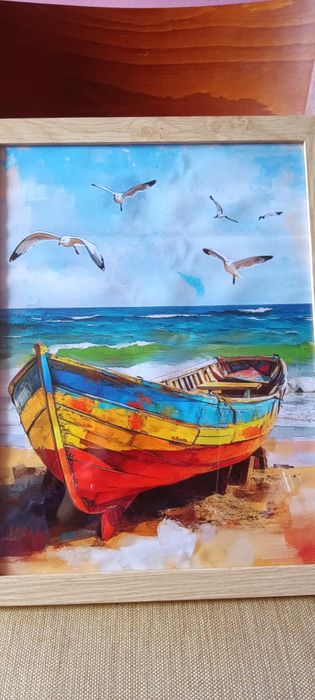 Ярки момичета с чадъри в дъждовен ден, 30 см.x 40 см Вертикална стенна