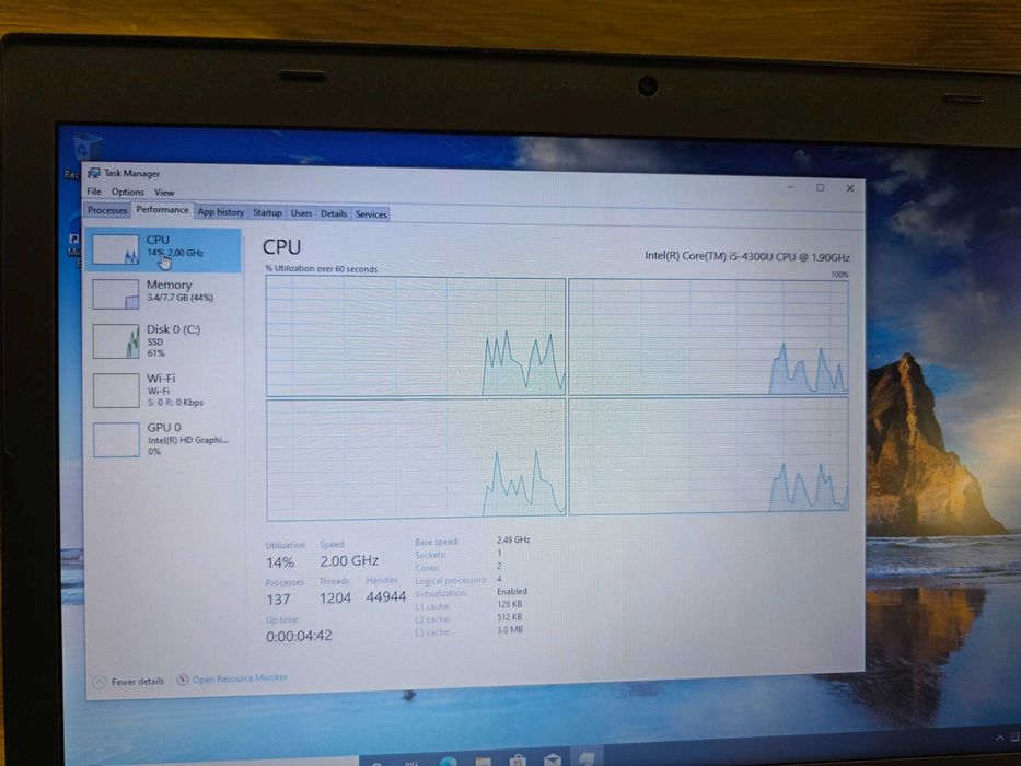 Лаптоп Lenovo T440 i5-4300U/RAM 8GB/128GB SSD/Win 10pro