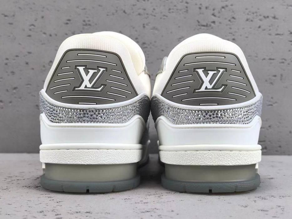 Louis Vuitton Trainer – White & Silver Rhinestone Edition