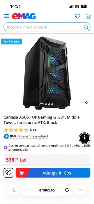 Vand carcasa gaming ASUS GT301