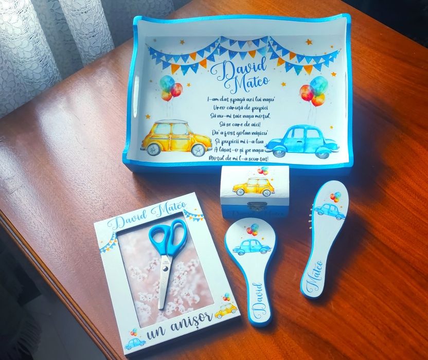 Taviță Moț set 1 an prima aniversare deco Personalizat Cadou amintire