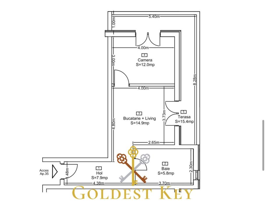 Apartament FINISAT modern cu 2 camere, terasa incalzire in pardoseala