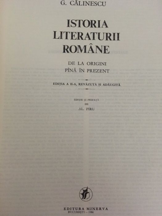 Istoria literaturii romane de la origini pana in prezent, G. Calinescu