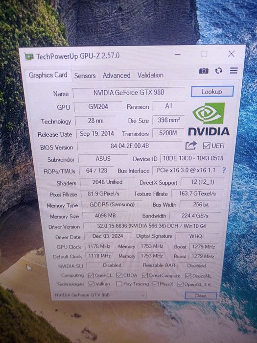 Vand placa video Asus Gtx 980 4gb