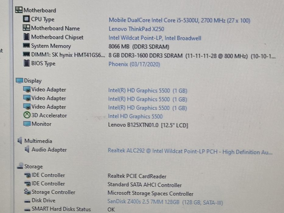 vand laptop diagnoza Lenovo ThinkPad X250.13"FH.i5 5300.8 Gb.Ssd 128