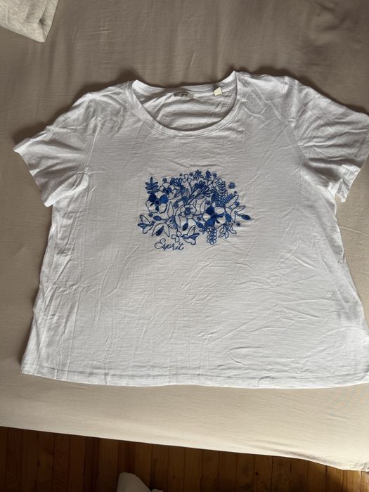 Свободна тениска с бродерия на Esprit, нова, XXL
