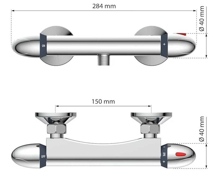 Модерен, дизайнерски термостатен смесител.
