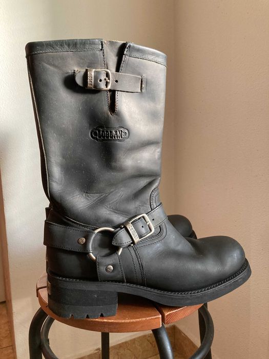 Loblan 501 Black Waxy Leather Men Biker Boots Hand Made