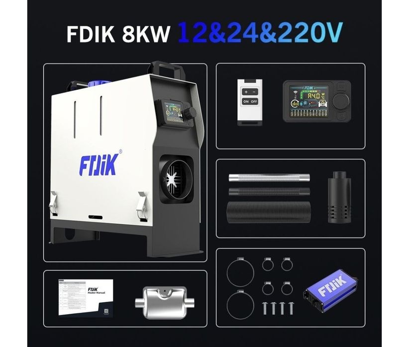 Incalzitor soba motorina sirocou webasto FDIK 8KW 12v/24v/220v Bluetooth  produs Nou Sigilat - Uscator aer cald