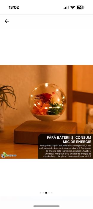Glob Plutitor Konmann Cu Levitatie Magnetica, Rotire 360°, Iluminare