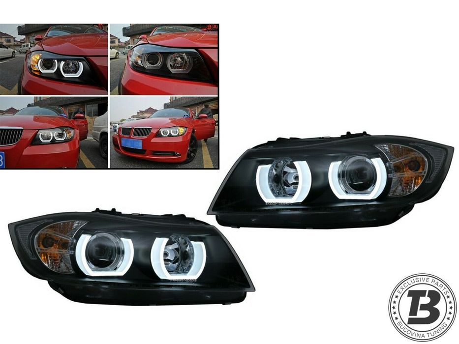 Faruri LED Angel Eyes compatibile cu BMW Seria 3 E90 U LED Design