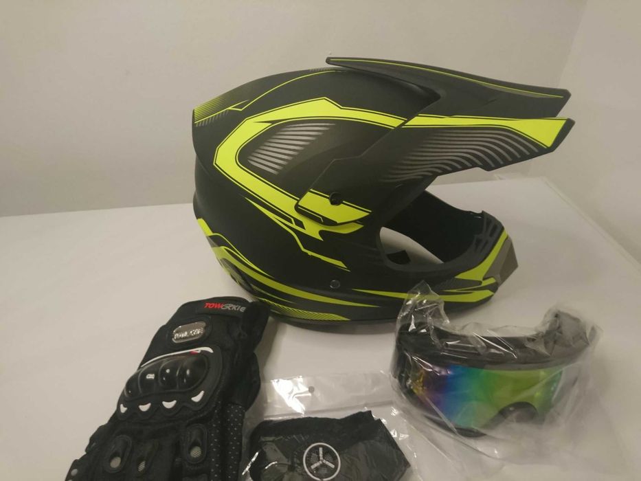 Casca moto cross enduro  +Ochelari+Manusi+Cagula