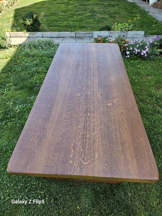 Масивен Трапезен комплект от Дъб и естествен ратан